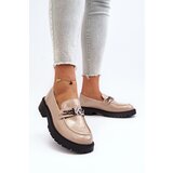 VINCEZA Women's Patent Leather Loafers with Flat Heel Beige Ezoma | Shoptok.si
