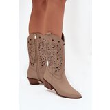 Boto Leather Boots With Perforated Shaft Dark Beige Zazoo 3714 | shoptok.hr