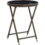 vidaXL Čajna mizica rjava 60 cm poli ratan in kaljeno steklo, (20625284) | Shoptok.si