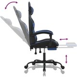  Igraća stolica od umjetne kože s osloncem za noge crno-plava | shoptok.hr