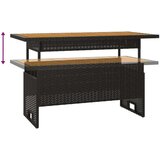 vidaXL Vrtna miza črna 100x50x43/63 cm trden akacijev les & poli ratan | Shoptok.si