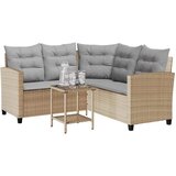  Vrtna sofa sa stolom i jastucima L-oblika bež poli ratan | shoptok.hr