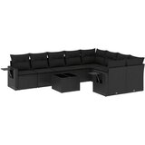  10-dijelni set vrtnih sofa s jastucima crni od poliratana | shoptok.hr