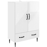  Strani šal Bela visok sijaj 66 x 34,5 x 95 cm Inženirski les, (5000217739) | Shoptok.si