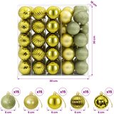  Set božićnih kuglica 75 kom. Svijetlo zelena 6 cm Polistiren | shoptok.hr