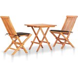  3-dijelni bistro set sa smeđe-sivim jastucima masivna tikovina | Eponuda.ba