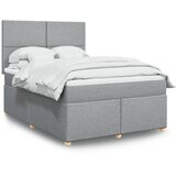  Krevet box spring s madracem svjetlosivi 140x200 cm od tkanine Slike