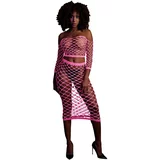 Ouch! Glow in the Dark Long Sleeve Crop Top and Long Skirt Neon Pink XL-4XL