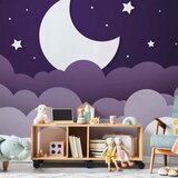  Foto tapeta - Moon dream - clouds in a purple sky with stars for children 100x70 Standard | shoptok.hr