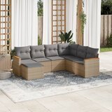  The Living Store Vrtna sedežna garnitura 7-delna z blazinami bež poli ratan - Vrtna Sedežna Garniture, (21477478) | Shoptok.si