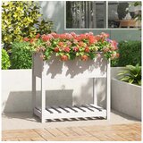  Visoka greda s polico bela 82,5x54x81 cm trdna borovina | Shoptok.si
