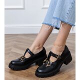 Gemre Black loafers with thick soles and gold embellishment Hartis | Shoptok.si