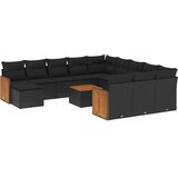  13-dijelni set vrtnih sofa s jastucima poliratan crni | shoptok.hr