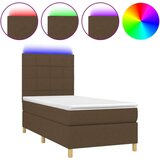  Box spring postelja z vzmetnico LED temno rjava 90x200 cm blago, (20937618) | Shoptok.si