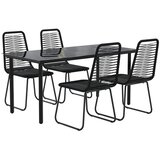 5-dijelni vrtni blagovaonski set crni Crna Dužina stola 160 cm | Shoptok.si