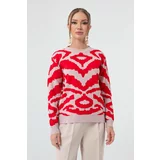 Lafaba Women's Red Zebra Jacquard Knitwear Sweater
