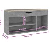  Klupa za cipele s jastukom boja betona 104 x 30 x 49 cm drvena | shoptok.hr