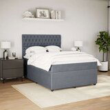 vidaXL Box spring postelja z vzmetnico temno siva 160x200 cm žamet | Shoptok.si