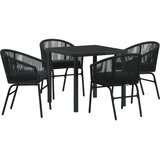 vidaXL 5-dijelni vrtni set za blagovanje crni poli ratan | shoptok.hr