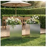 vidaXL Vrtna saksija 2 kom. Srebrna 40 x 30 x 50 cm Pocinčani čelik - Pocinčani čelik 40 x 30 x 50 cm 2 | shoptok.hr