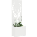 vidaXL Vrtno korito z dekorativno ploščo Bela 50 x 140 cm Mnogi jeklo | Shoptok.si