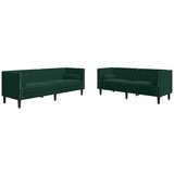  2-dijelni set sofa Chesterfield tamnozeleni baršunasti | shoptok.hr