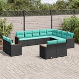  12-dijelni vrtni set s jastucima crni poliratan | shoptok.hr