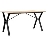  The Living Store Jedilna miza Y okvir 140x80x75 cm trdna borovina lito železo - Jedilna Miza, (21496307) | Shoptok.si