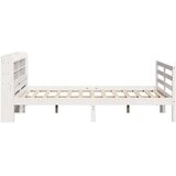 vidaXL Posteljni okvir z vzglavjem brez vzmetnice bel 140x200 cm | Shoptok.si