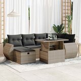 Maison Chic Seti vrtnega pohištva - Vrtna garnitura - Vrtni pohištvo set 7-delna z blazinami siv poli ratan, (21803119) | Shoptok.si