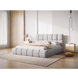 Micadoni Svetlo siva žametna oblazinjena zakonska postelja s prostorom za shranjevanje in z letvenim dnom 180x200 cm Bellis – | Shoptok.si