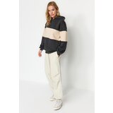 Trendyol Anthracite Thick Fleece Interior Color-blocked Oversize/Wide Fit Hooded Knitted Sweatshirt | ePonuda.com