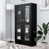 vidaXL Vitrina črna 82,5x30,5x150 cm iverna plošča, (20623068) | Shoptok.si