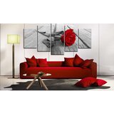  Slika - Rose on Wood (5 Parts) Wide Red 200x100 | shoptok.hr
