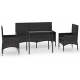 Maison Chic Seti vrtnega pohištva - Vrtna garnitura - Vrtni pohištvo set 4-delna z blazinami črn poli ratan, (21820841) | Shoptok.si