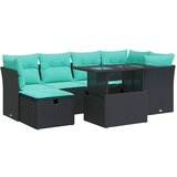 vidaXL Vrtna sedežna garnitura z blazinami 7-delna črn ratan/akacija, (22047850) | Shoptok.si