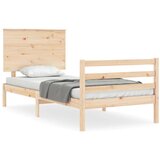 The Living Store Posteljni okvir z vzglavjem trden les - Posteljni Okvir, (21525362) | Shoptok.si