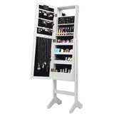 Pohištvo Omarica za nakit z 18 LED-lučmi, polica za nakit z nastavljivim nagibom, omarica za ličila z ogledalom | Shoptok.si