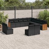  13-dijelni set vrtnih sofa s jastucima poliratan crni | shoptok.hr