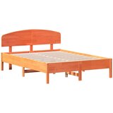  The Living Store Posteljni okvir brez vzmetnice voščeno rjav 135x190 cm borovina - Posteljni Okvir, (21497626) | Shoptok.si