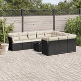 vidaXL 11-dijelni set vrtnih sofa od poliratana s jastucima crni | shoptok.hr