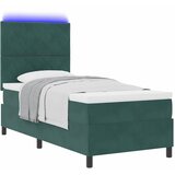  LED Box Spring Krevet Tamnozelena 90 x 200 cm Baršun | shoptok.hr