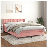 vidaXL Box spring postelja z vzmetnico roza 140x190 cm žamet Cene