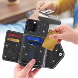 INORCO Za iPhone 12 Pro Max 6,7-palčna torbica za telefon z držalom za kartice s stojalom za telefon iz PU usnja+TPU lupina telefona v prahu z bleščicami, (22034740) | Shoptok.si