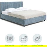 Bonami Selection Plavi tapecirani bračni krevet s podnicom i prostorom za odlaganje 180x200 cm Myra Slim Line – | shoptok.hr