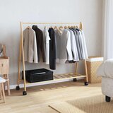 vidaXL Stalak za odjeću s policama i kotačima 106x34x106,5 cm bambusa | shoptok.hr