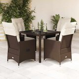  5-dijelni vrtni blagovaonski set s jastucima poliratan smeđi Smeđa 90 x 90 x 75 cm | shoptok.hr