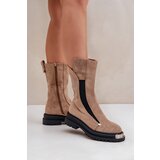 Boto Fleece-Lined Flat Heel Boots Beige Palimra | ePonuda.com