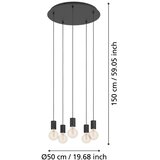 Eglo 390267 - visilica na sajli huebro 5xE27/40W/230V crna | Eponuda.com