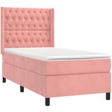 Box spring krevet s madracem ružičasti 90x200 cm baršunasti | shoptok.hr